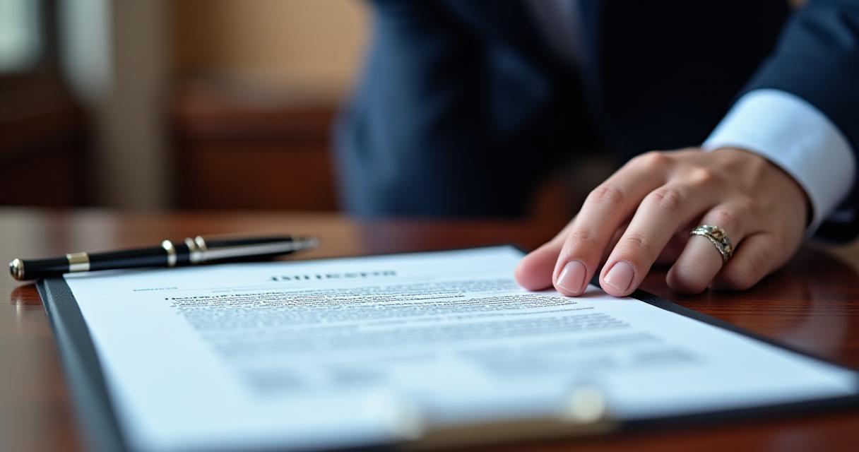 Close-up of a legal professional reviewing data protection clauses