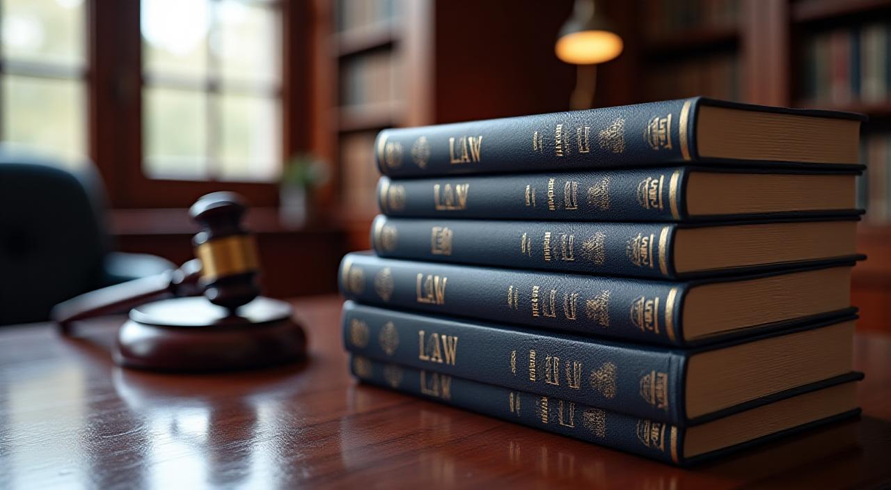 Stacked legal law books and a gavel representing professional legal standards